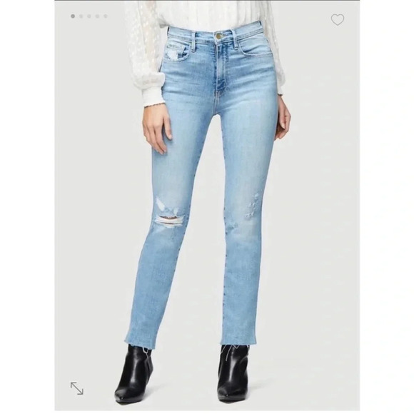 Frame Le Sylvie Slender Straight Overdrive Distressed Raw Hem Cut Off Jeans 29 - Picture 1 of 9